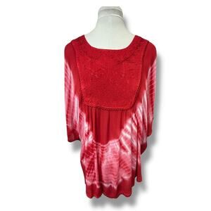 Advance Apparels Women’s Tie Dye Embroidered Free Size Shirt, Red, Free Size